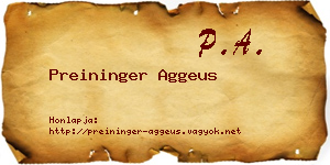 Preininger Aggeus névjegykártya